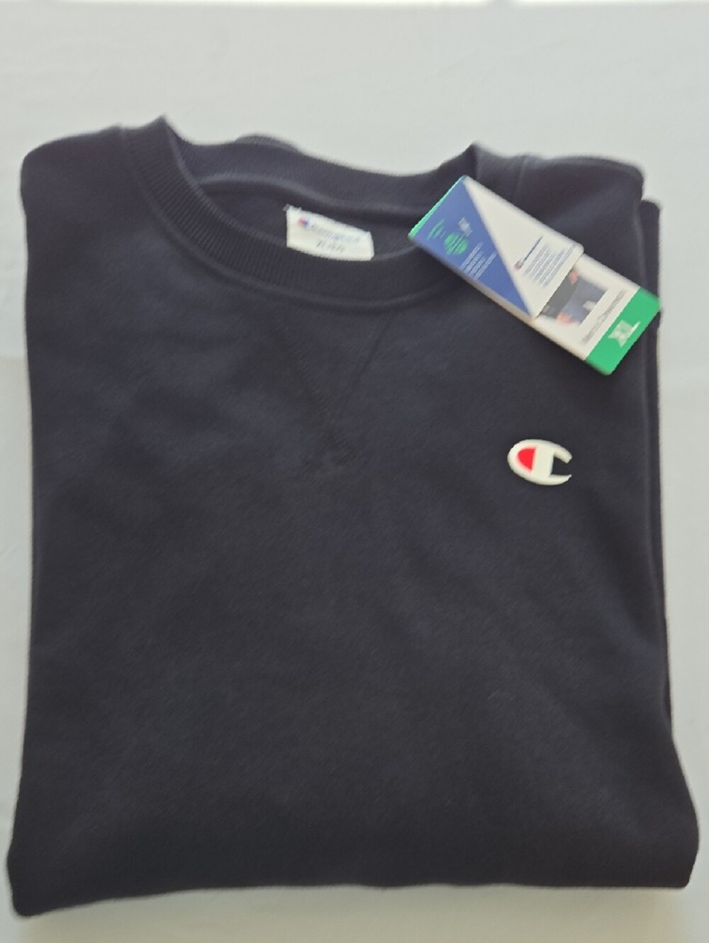 Champion Men's Black Crewneck Sweatshirt with Small Logo - Picture 8 of 8